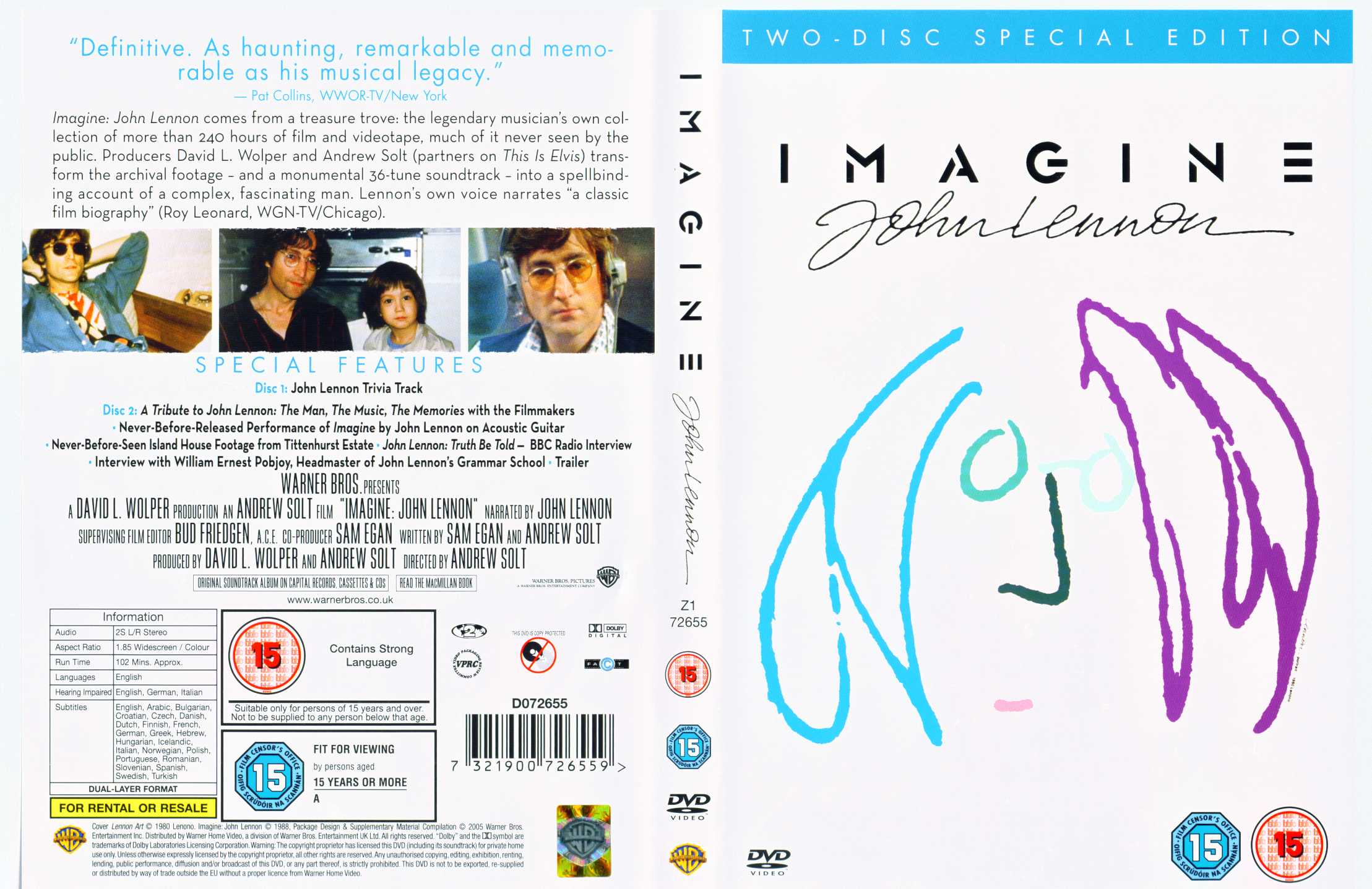 Peluquero Menstruación riega la flor John Lennon - Imagine - 2 DVD's
